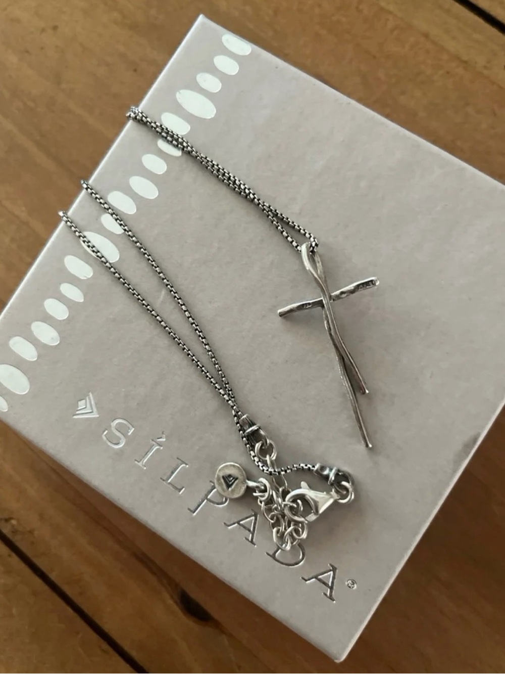 Silpada Silver Twig Cross Pendant Necklace - Picture 2 of 7